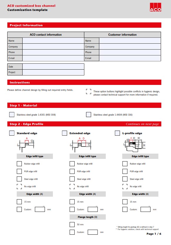 Specification sheets